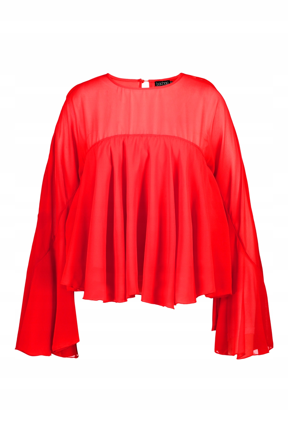 BOOHOO CZEROWNA BLUZKA SZEROKI RĘKAW PLUS SIZE R.3XL W028 Kolor czerwony