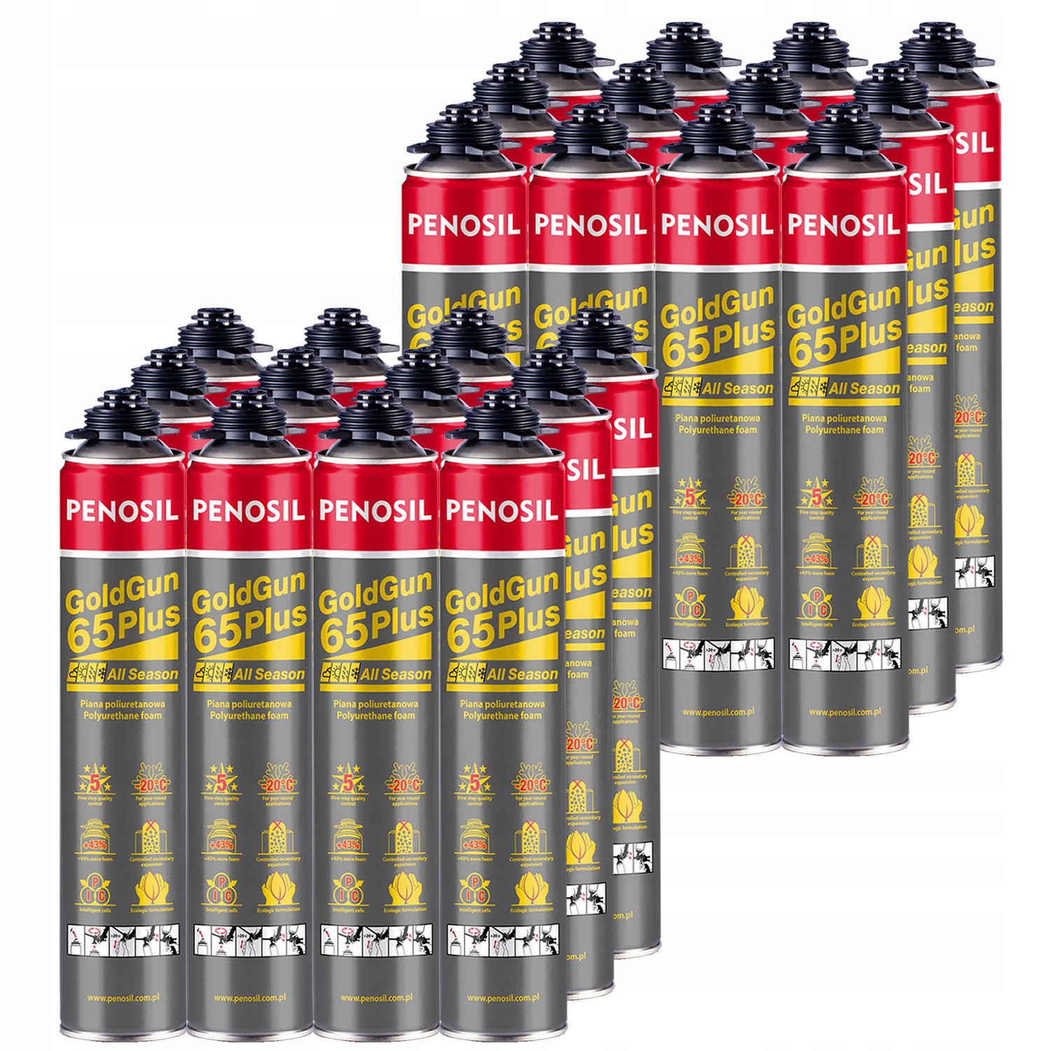 24 x Zimná montážna pena Max výkonná Gold Gun 65 Plus Penosil od -20'C