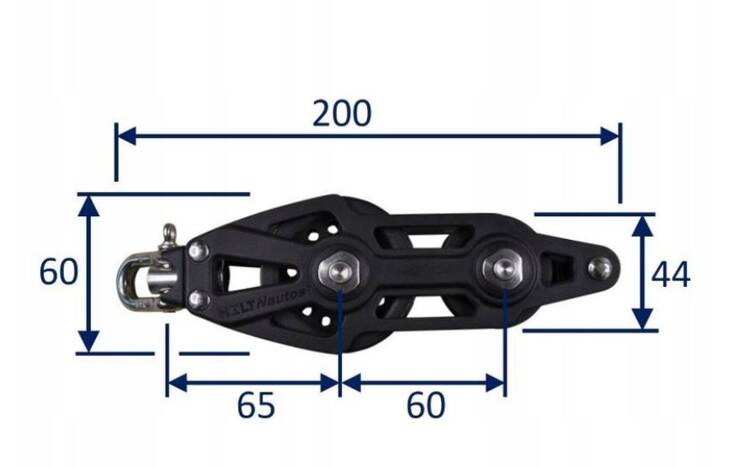 BLOK 60 MM WIOLINOWY Z ZACZEPEM,SZEKLĄ,KRĘTLIKIEM Marka HOLT