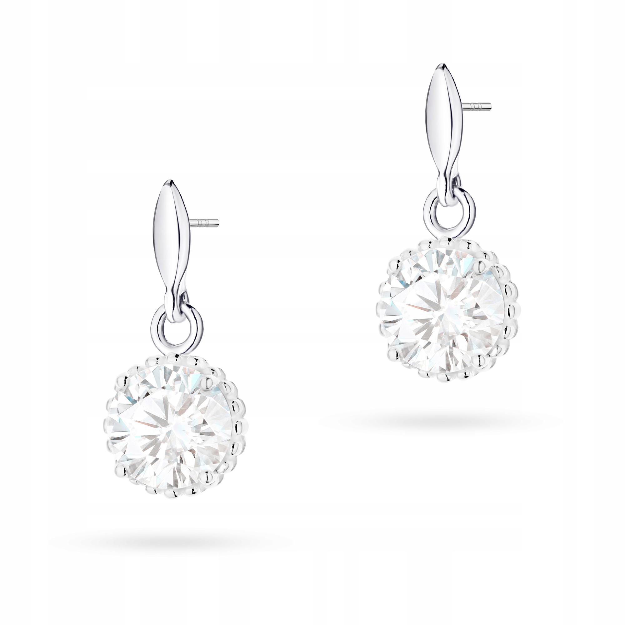 Dámské Náušnice ze stříbra ryzost 925 , visící kulaté, s bílým Zirkony