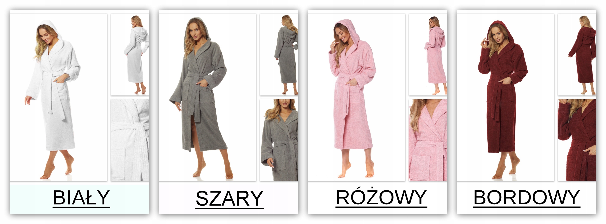 SZLAFROK Bawełniany z HAFTEM 100% frotte bawełna Wzór dominujący napisy