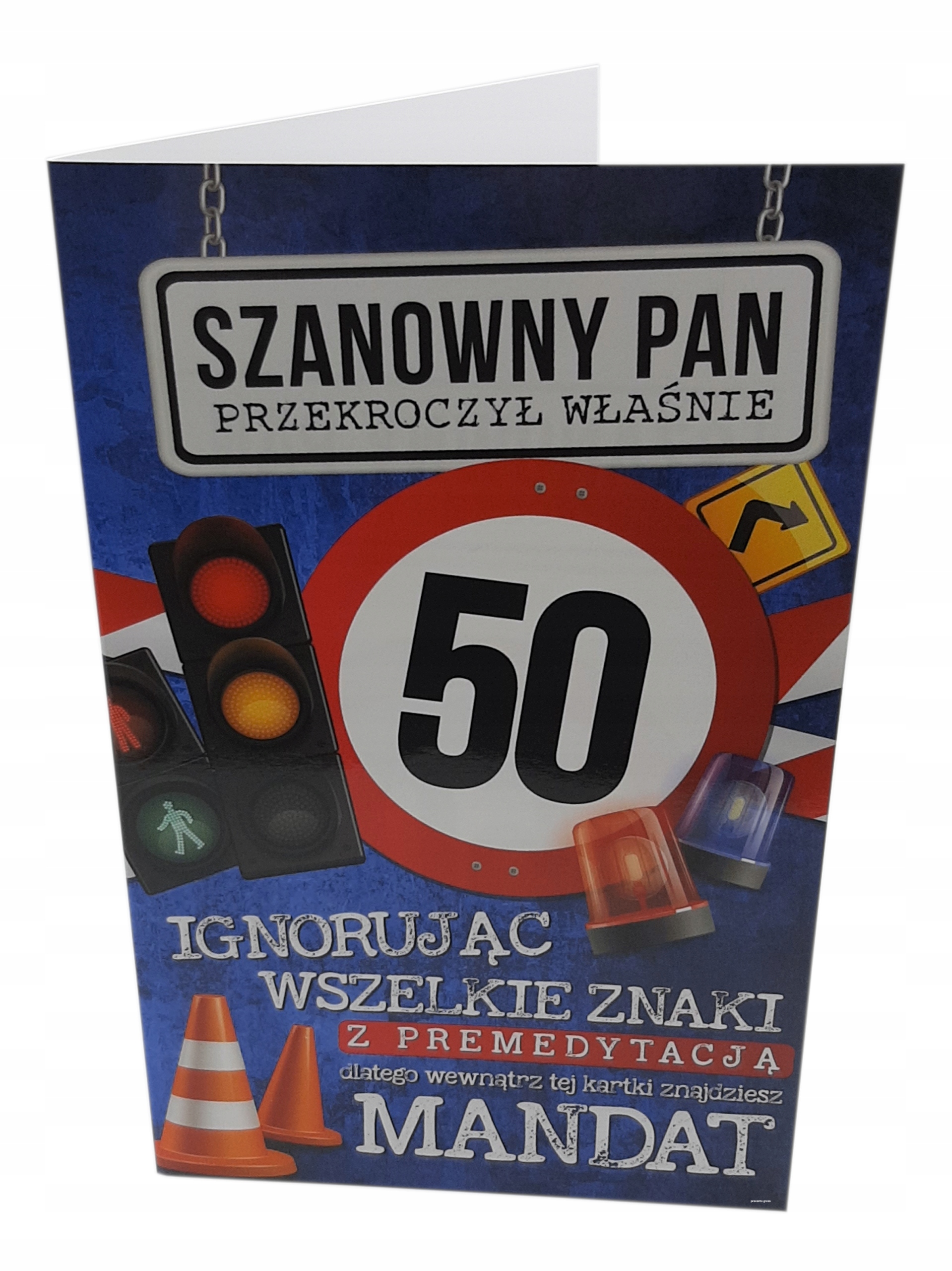 

na 50 urodziny kartka Mandat dla niego