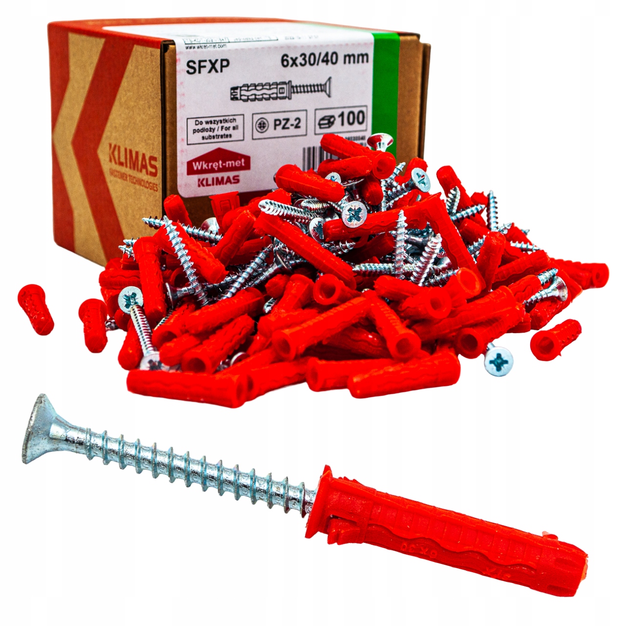 

Kołki rozporowe Sfxp 6x30mm z wkrętem 40mm 100szt.