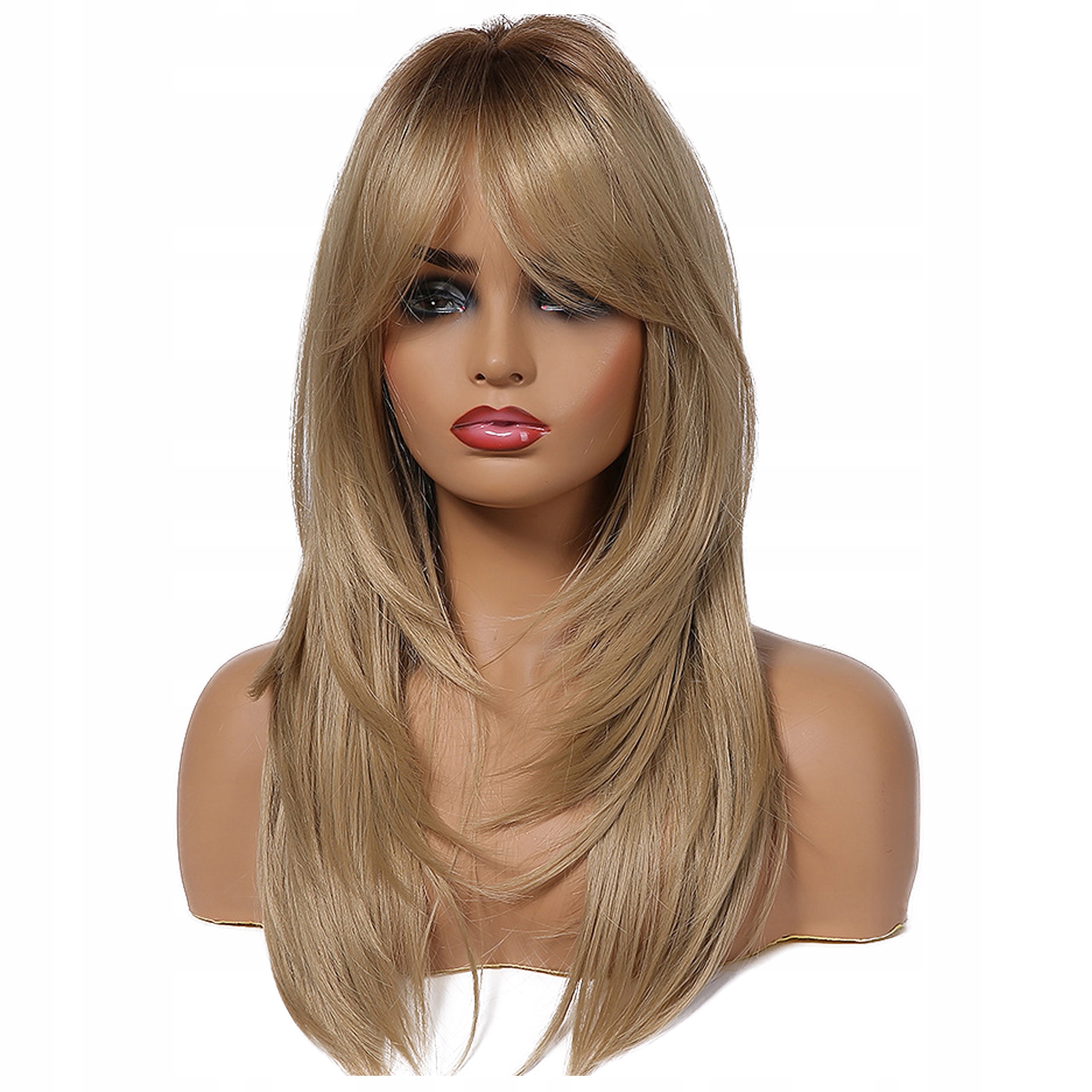 

Peruka Blond włosy długie grzywka Jak Naturalne