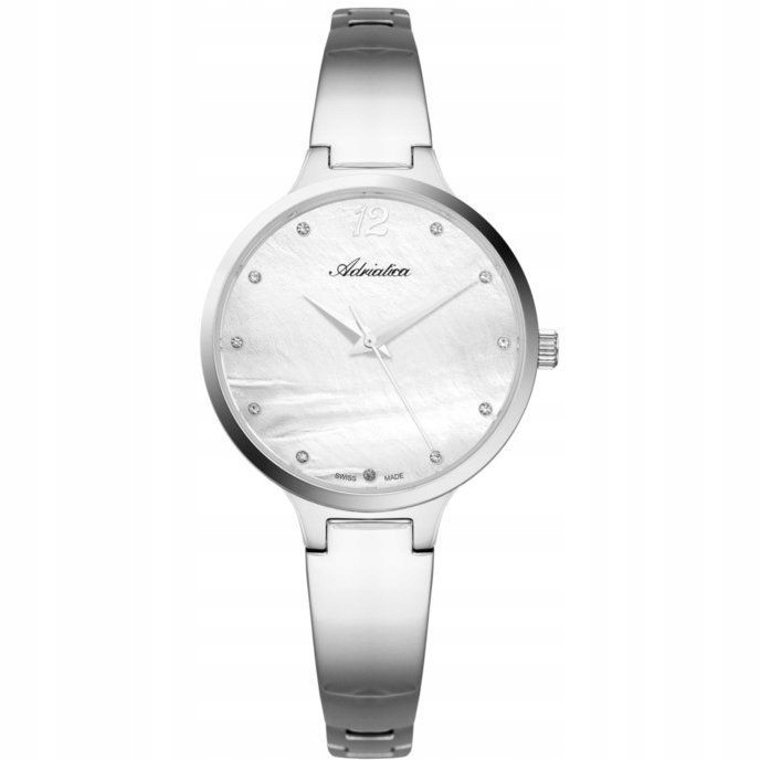 Stříbrné hodinky Adriatica A3710.5173Q/T Swiss – pevný náramek
