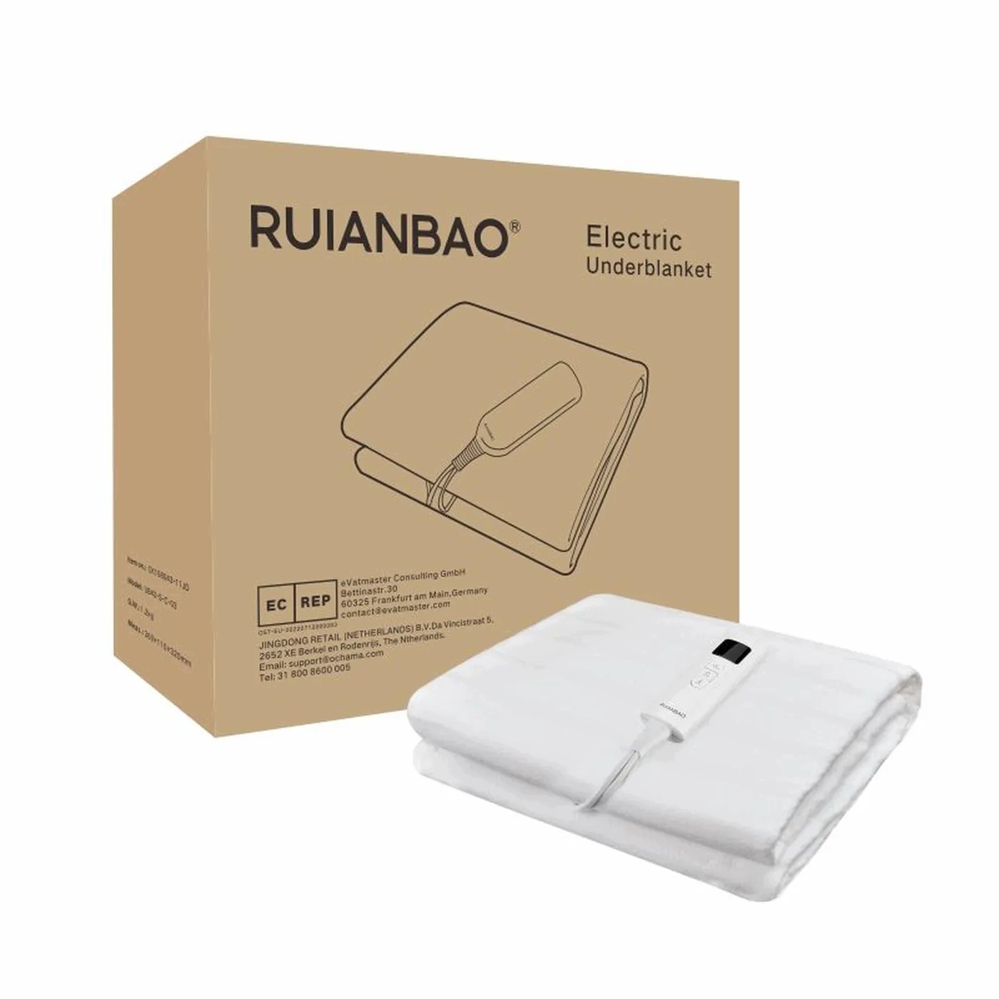 Koc grzewczy elektryczny mata Ruianbao 66W 7 poziomów timer Led 150×80 cm
