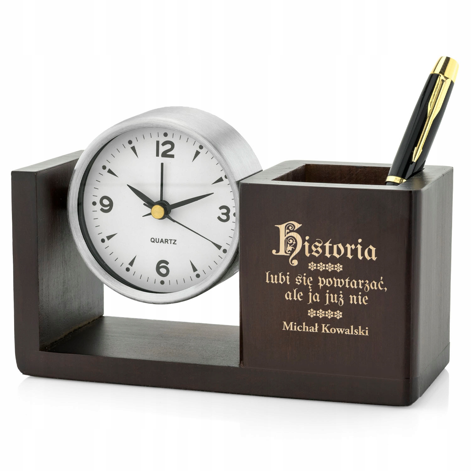 Przybornik na Biurko Zegar Grawer Podziękowanie Zakończenie Roku Szkolnego