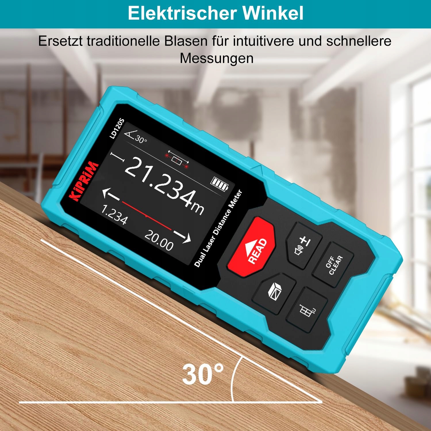 KIPRIM LD120S Laserowy Dalmierz 120m Elektroniczna Poziomica — miniatura 6