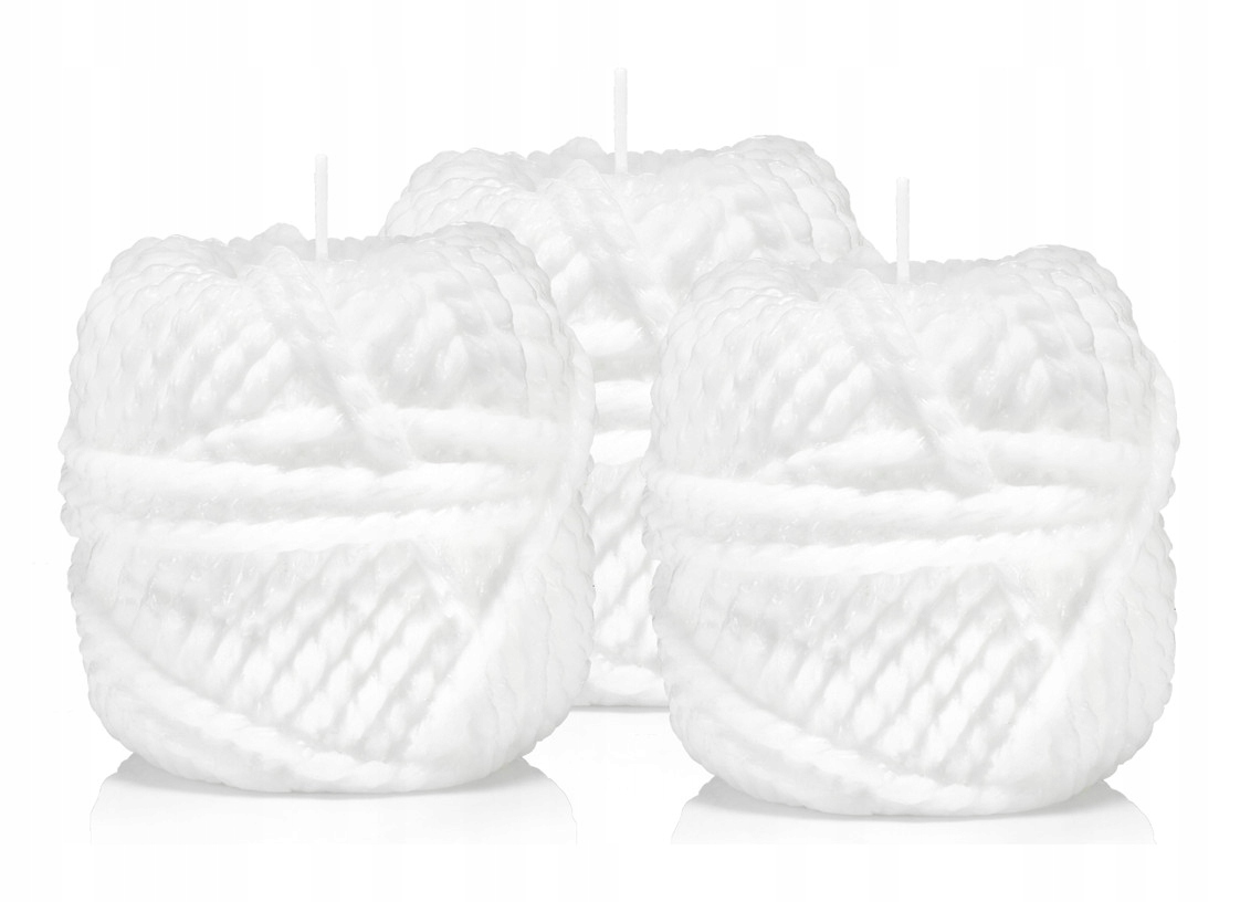 

Zestaw 3 świec świeczek ozdobnych motek białe