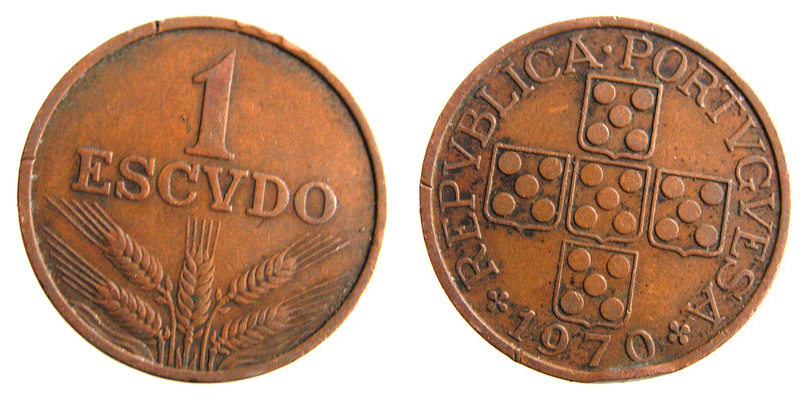 7055. PORTUGALIA,1 ESCUDO, 1970.
