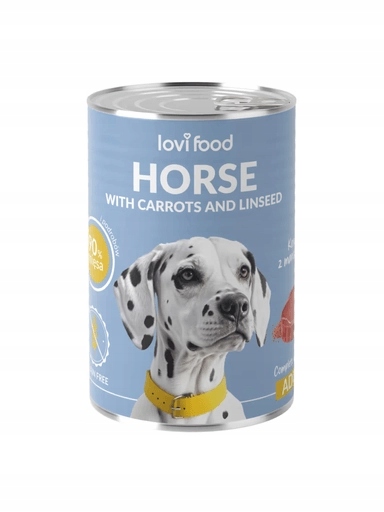 4x Lovi Food Vlhké krmivo pro koně, mrkev, lněné semínko 400 g