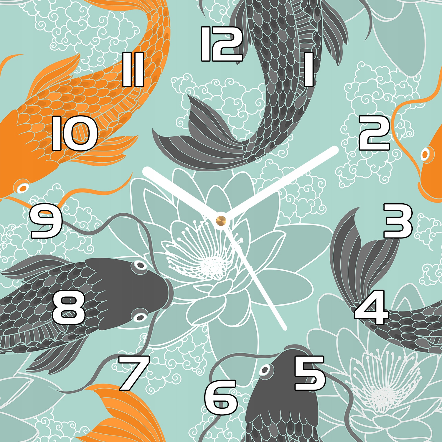 

Ładny zegar szklany na ścianę Chiński karp 30x30cm