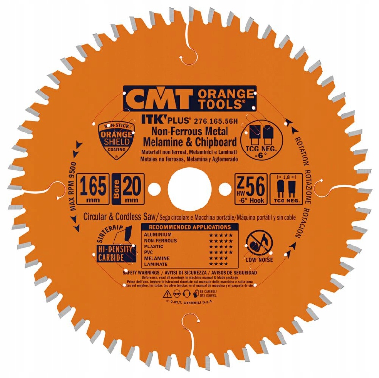 Cmt piła tarcza Do Aluminium Pvc 165x20mm Z56 Ultra Cienka 276.165.56H