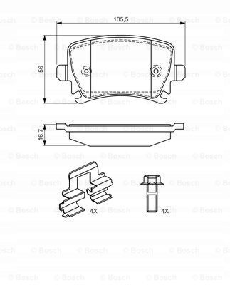 TARCZE KLOCKI TYL BOSCH VW GOLF PLUS V Strona zabudowy tył