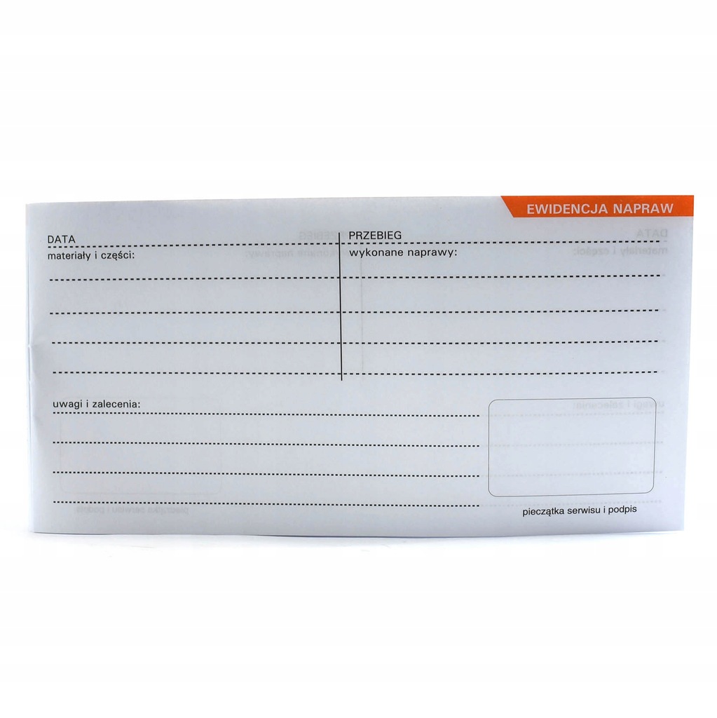 KSIĄŻECZKA SERWISOWA KSIĄŻKA NAPRAW SAMOCHODU Marka Inna