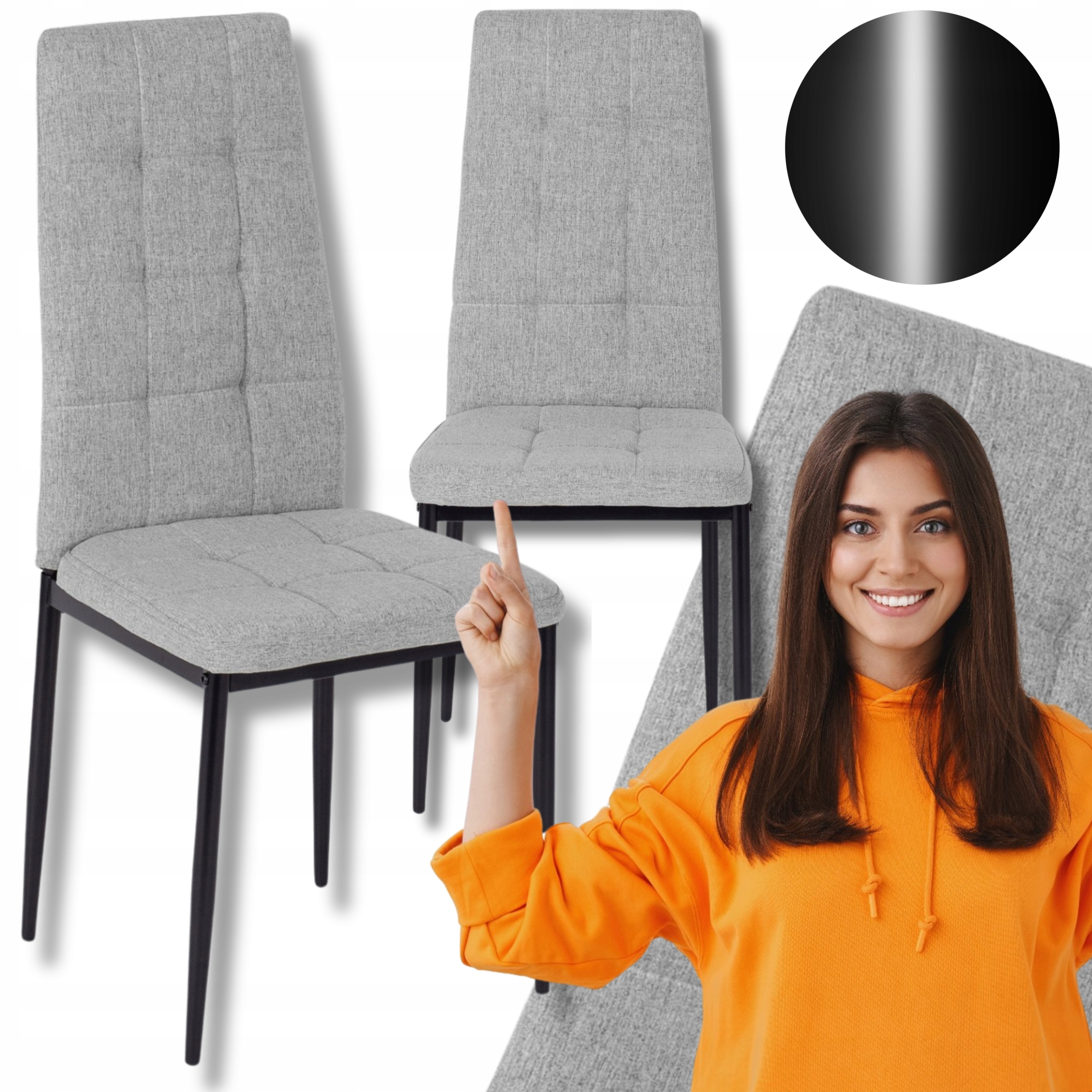 Kuchyňská židle Čalouněná pro jídelnu Obývací pokoj Kuchyně Loftová Šedá Tex