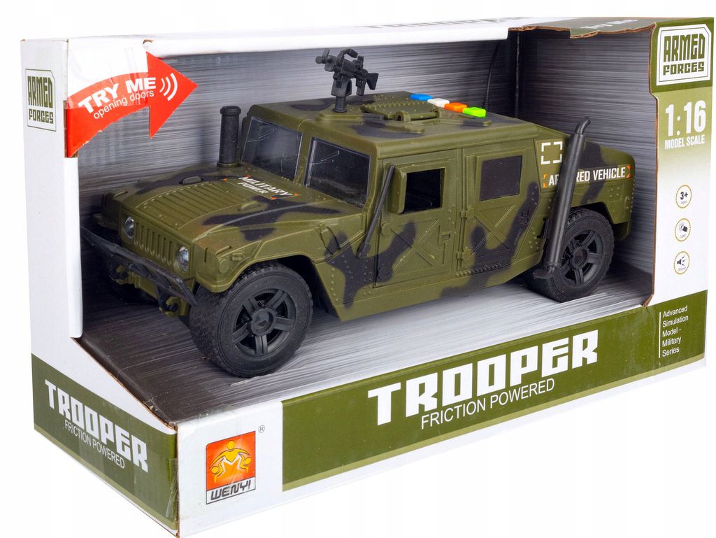 AUTO WOJSKOWE Z KARABINEM NA DACHU ŚW.DŹWIĘK