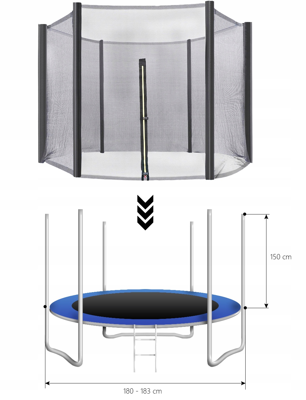 SIATKA DO TRAMPOLINY 180/183 6FT na 6 SŁUPKÓW Kod producenta 6 FT