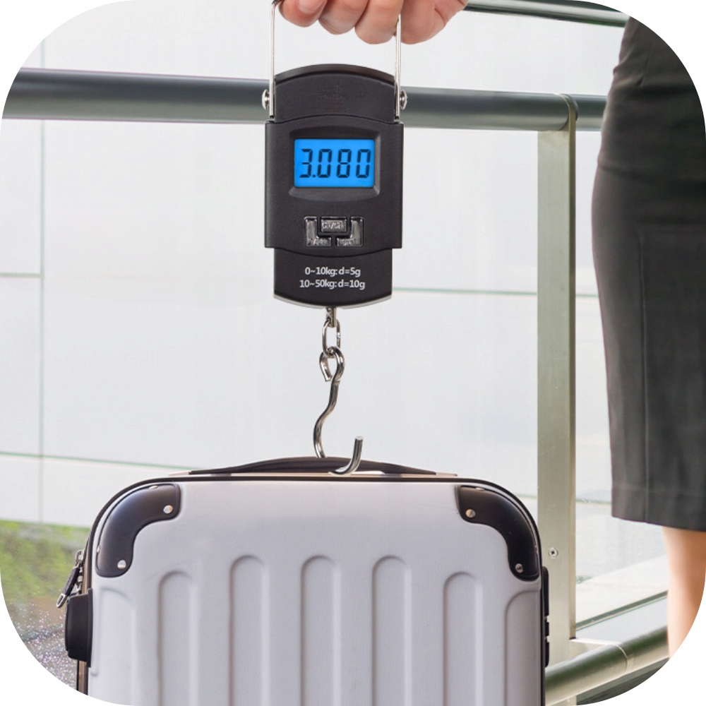 WAGA HAKOWA BAGAŻOWA WĘDKARSKA RĘCZNA CYFROWA 50kg Kod producenta KARPIOWA DO PODRÓŻNA WISZĄCA WALIZEK