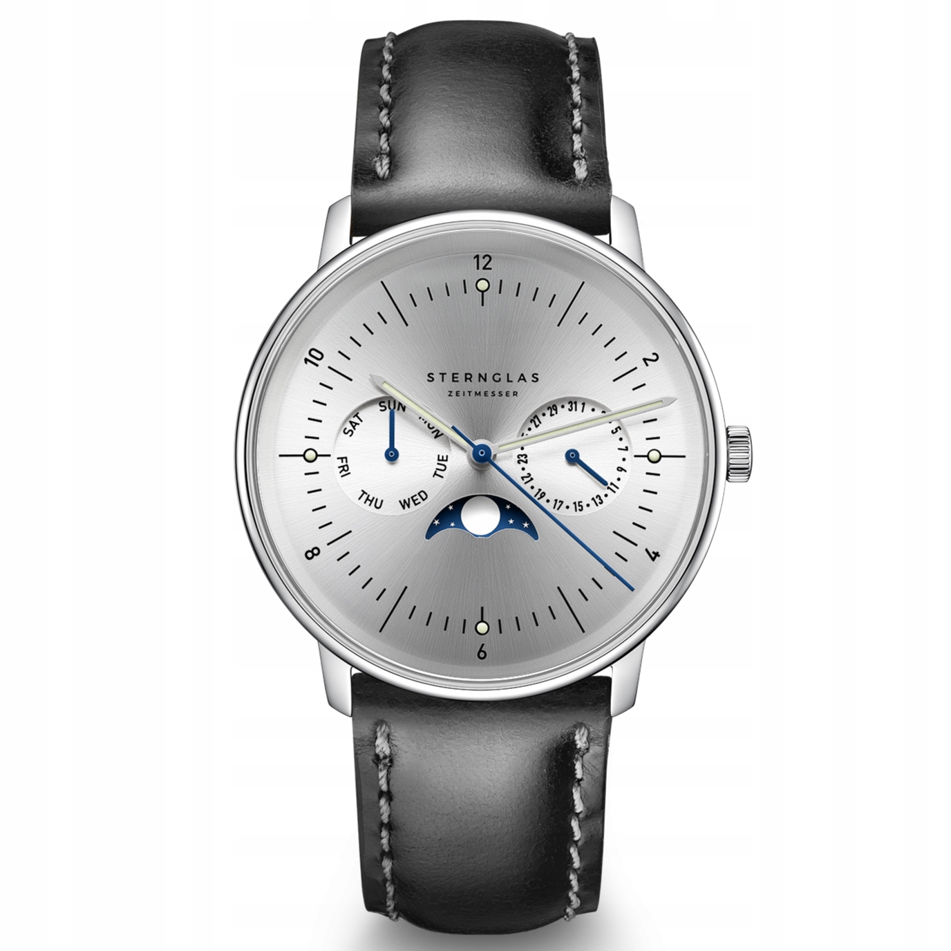 Nový originální Pánské hodinky Sternglas S01-NM52-BR02 Naos Moonphase