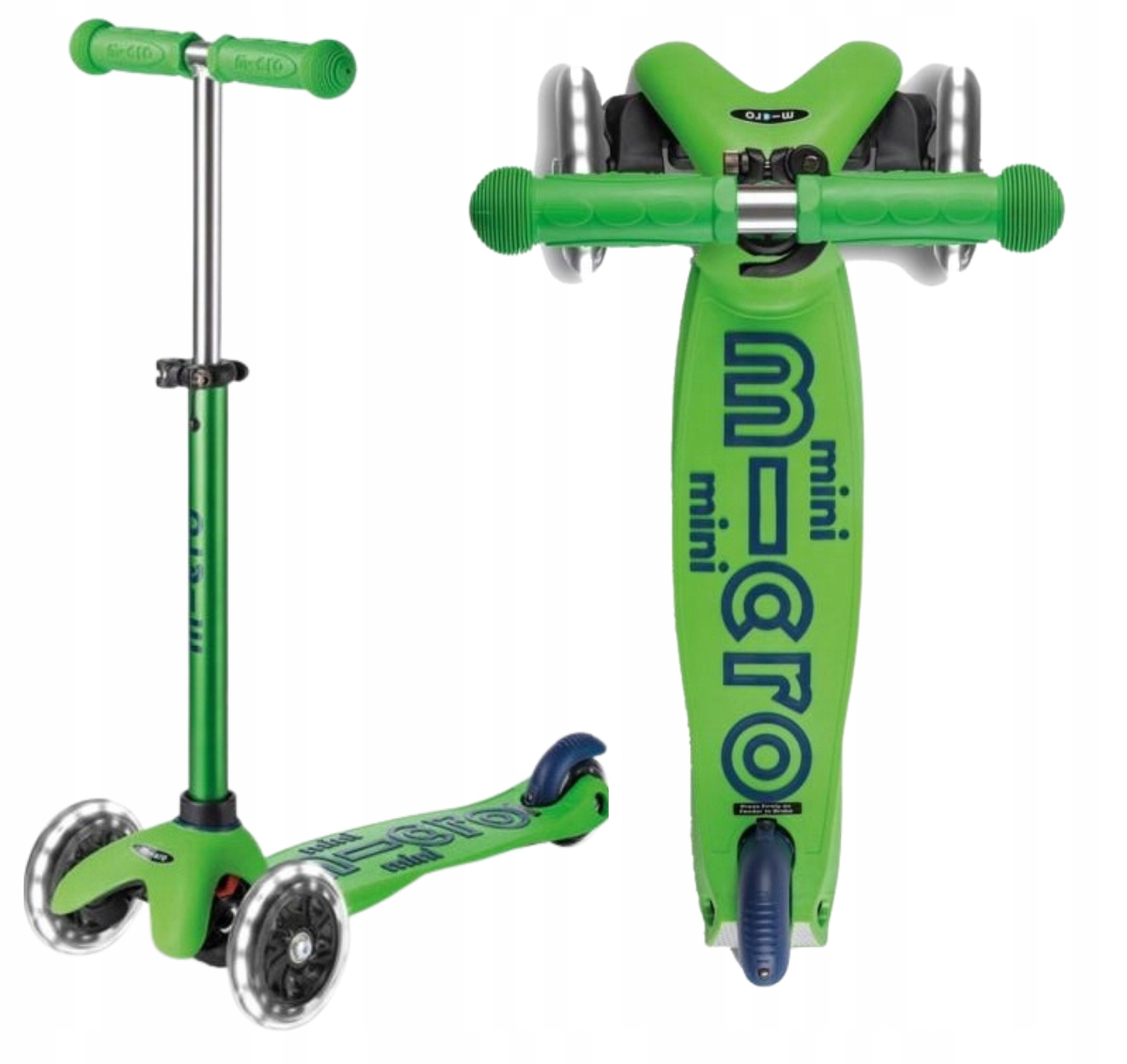 Hulajnoga Mini Micro Deluxe Led Green Blue MMD174 Trójkołowa Do 35 Kg