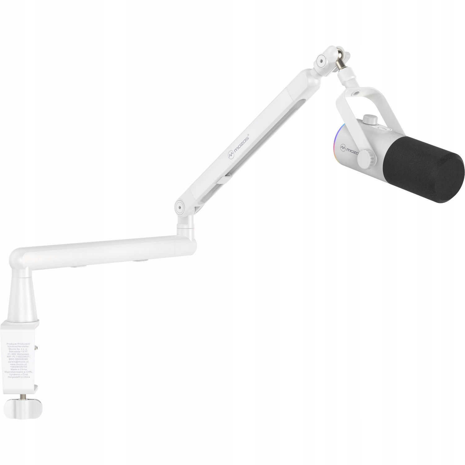 Mozos TAM8 v2 Dynamický Mikrofon Bílý Podcastový Studiový Usb Xlr Rgb Led