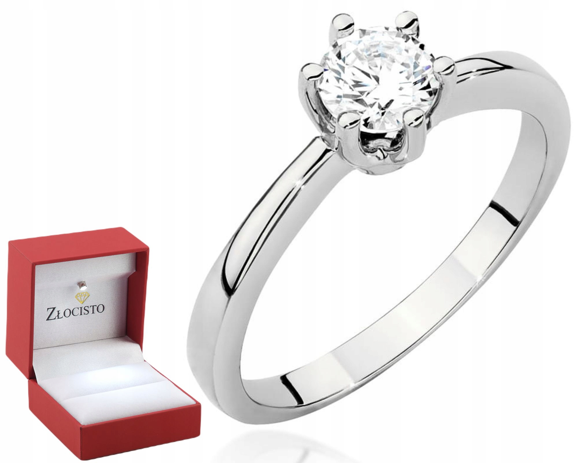 Bílý Zlatý Prstýnek S Briliantem Gravírování 585 Bonus Dárek