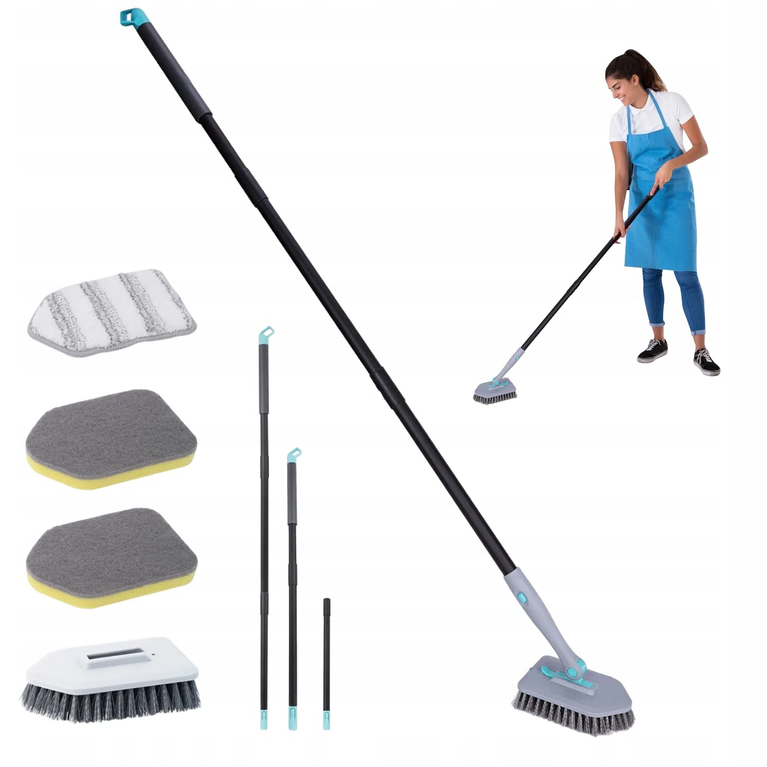Levně 3V1 Kartáč Na Čištění Koupelny Vany Dlaždic Délky Rukojetí 114CM