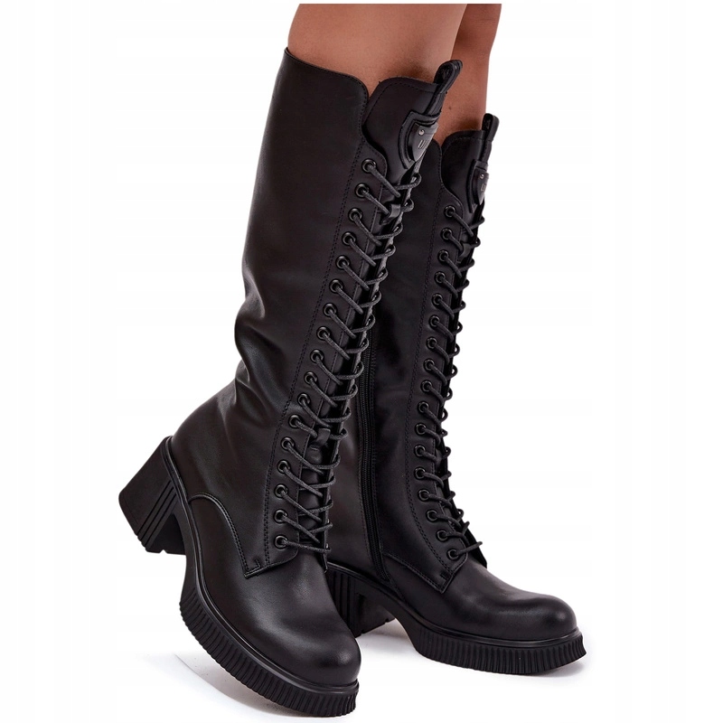 Kozačky Kanady Dámské Z Přírodní Kůže Podpatek Klocek Vinceza 66804 Černé 36