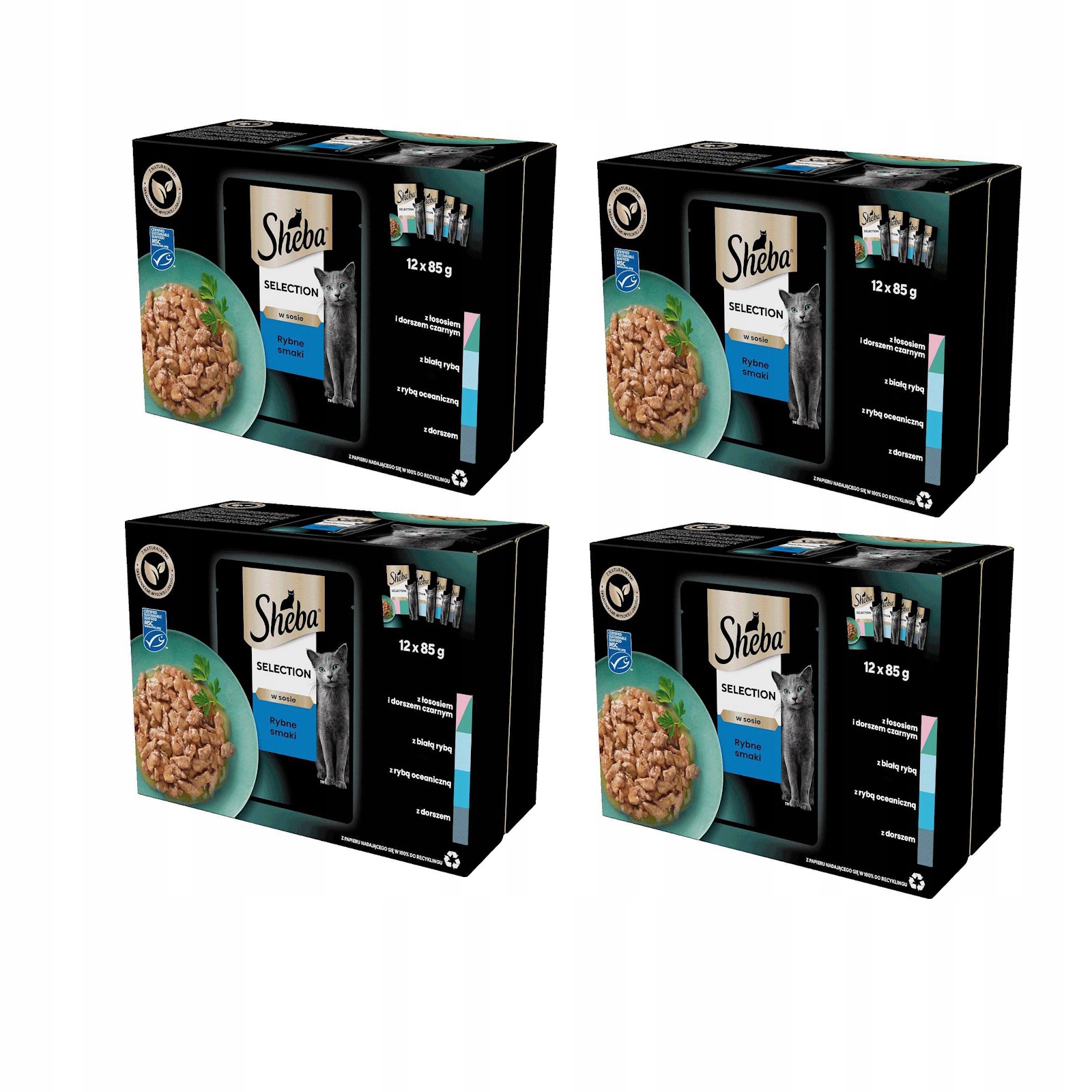 Levně Sheba Selection Rybí příchutě v omáčce 48x85 g