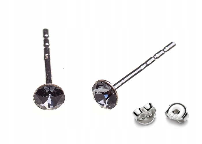 

Srebrne Kolczyki z kr. Swarovski Chaton 3mm Sini