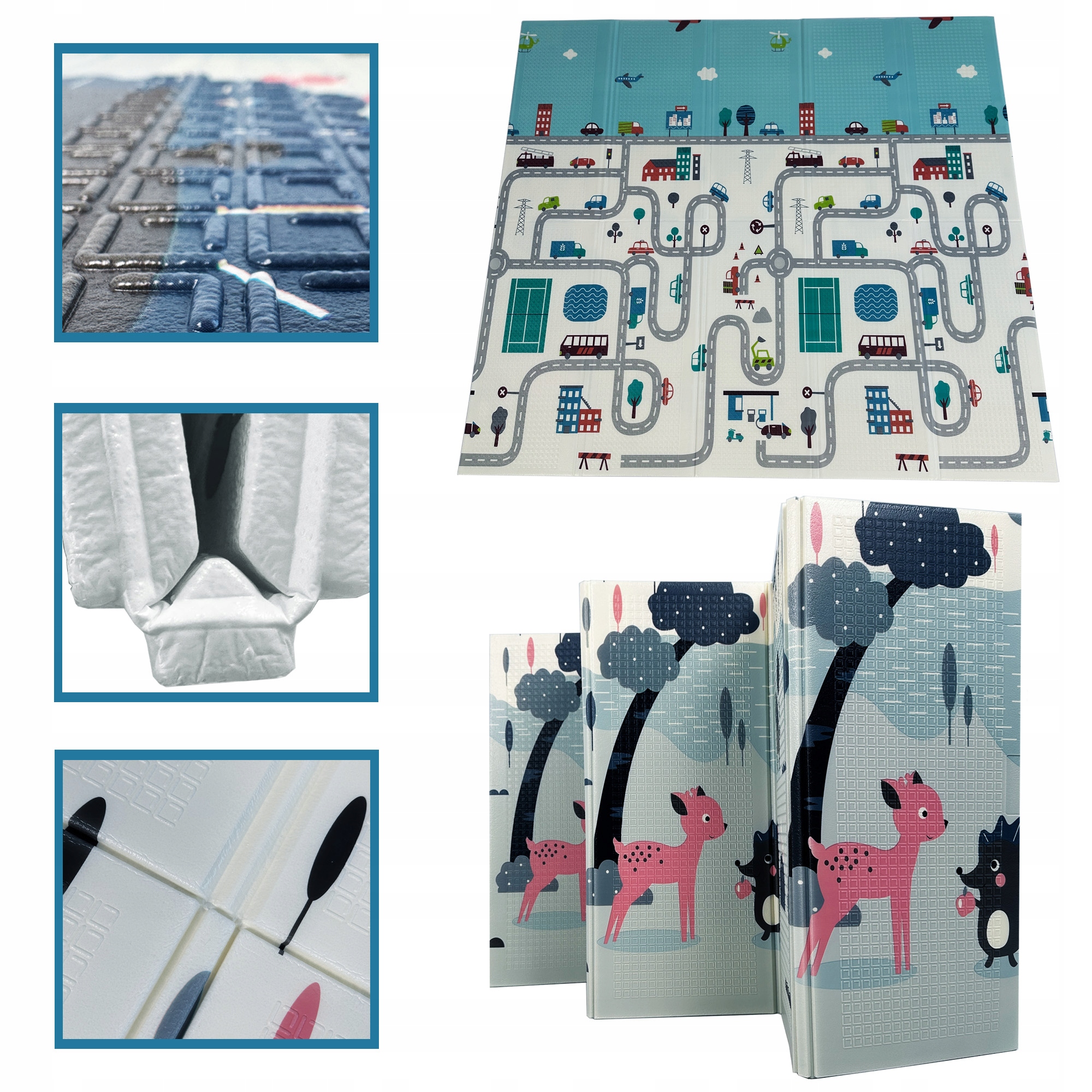 MATA PIANKOWA SKŁADANA DZIECI DWUSTRONNA 200x180cm