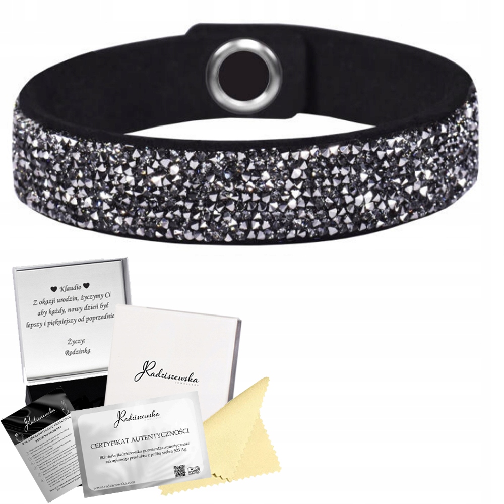 Náramek Alcantara Stříbrné krystaly Dárek k Dni žen a přání
