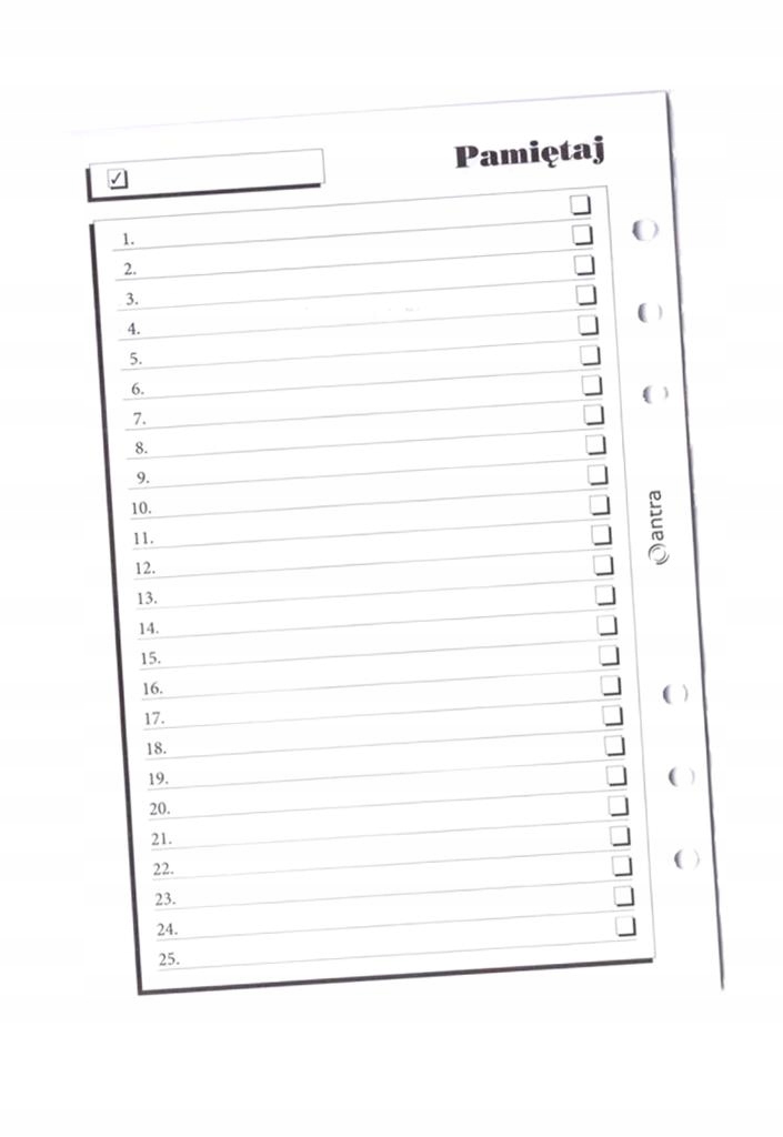 WKŁAD DO ORGANIZERA A5 PAMIĘTAJ ANTRA, ANTRA