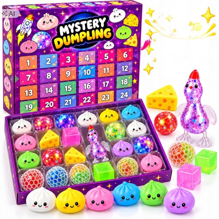 2x Adventní kalendář Mačkací Hračky Squishy 24 kusů Senzorická sada Antistresová sada
