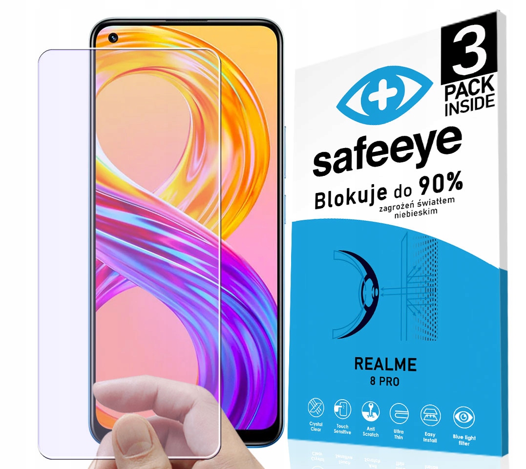 

3x Anti Blue Szkło Hybrydowe Do Realme 8 Pro