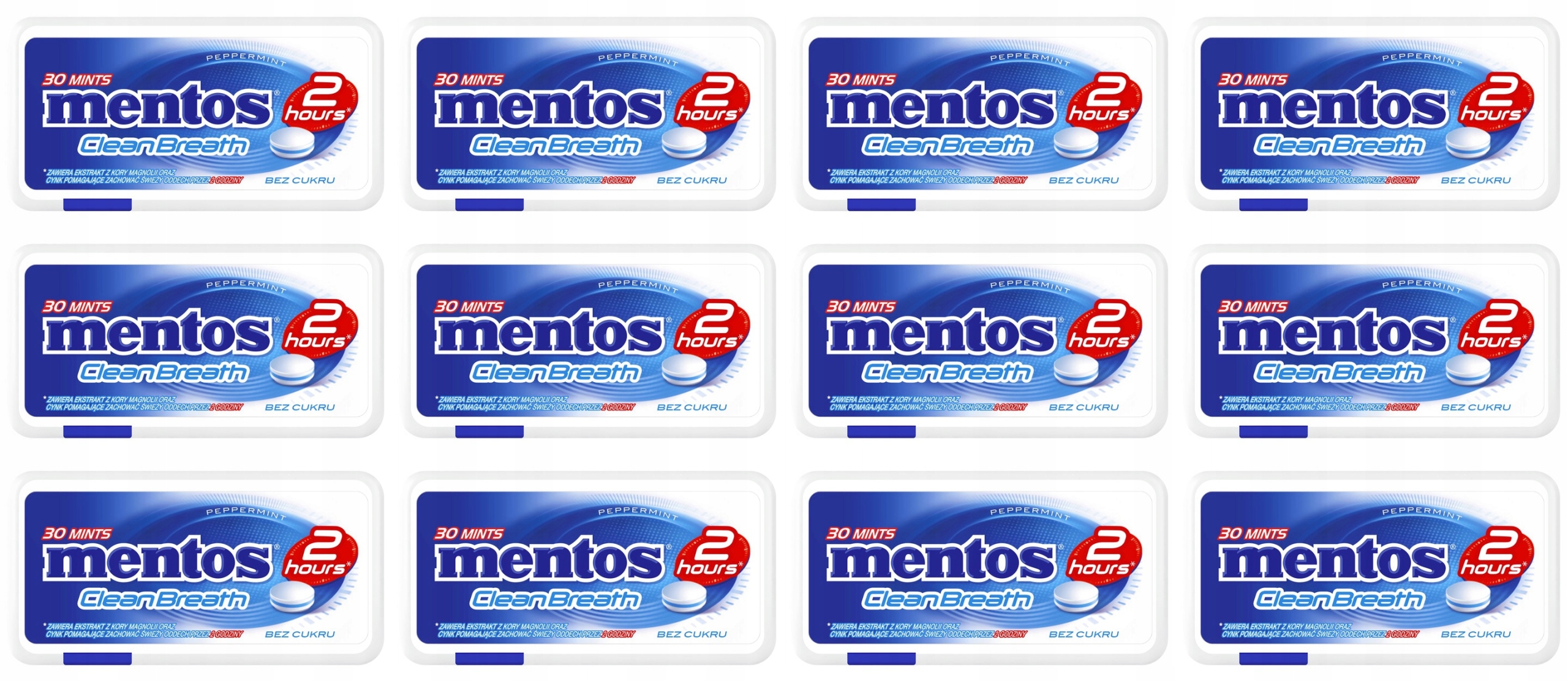 Levně 12 x 21 g Mentos Clean Breath pastilky bonbóny bez cukru mátové Karton