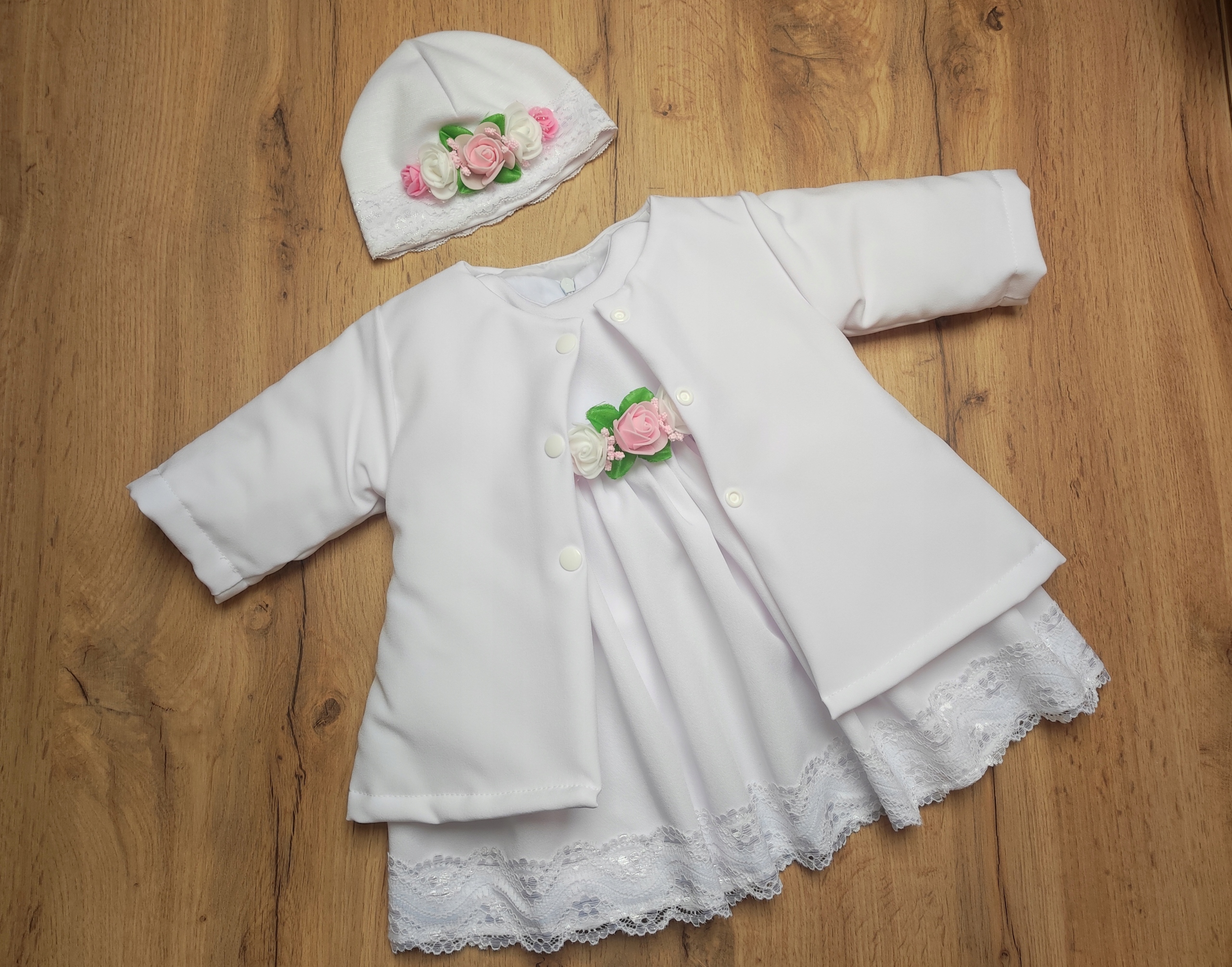 KELLO - Komplet 3 cz. 50 cm chrzest BIAŁY Rozmiar 50