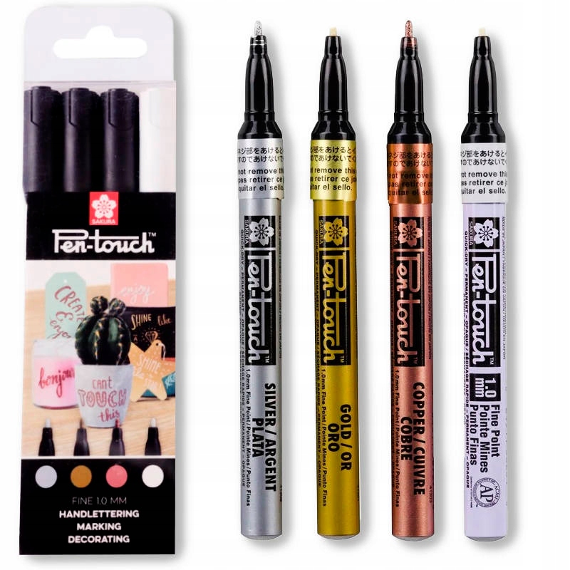 Fixy metalické Pen-Touch Sakura 1mm Sada 4 barev popisovačů na sklo