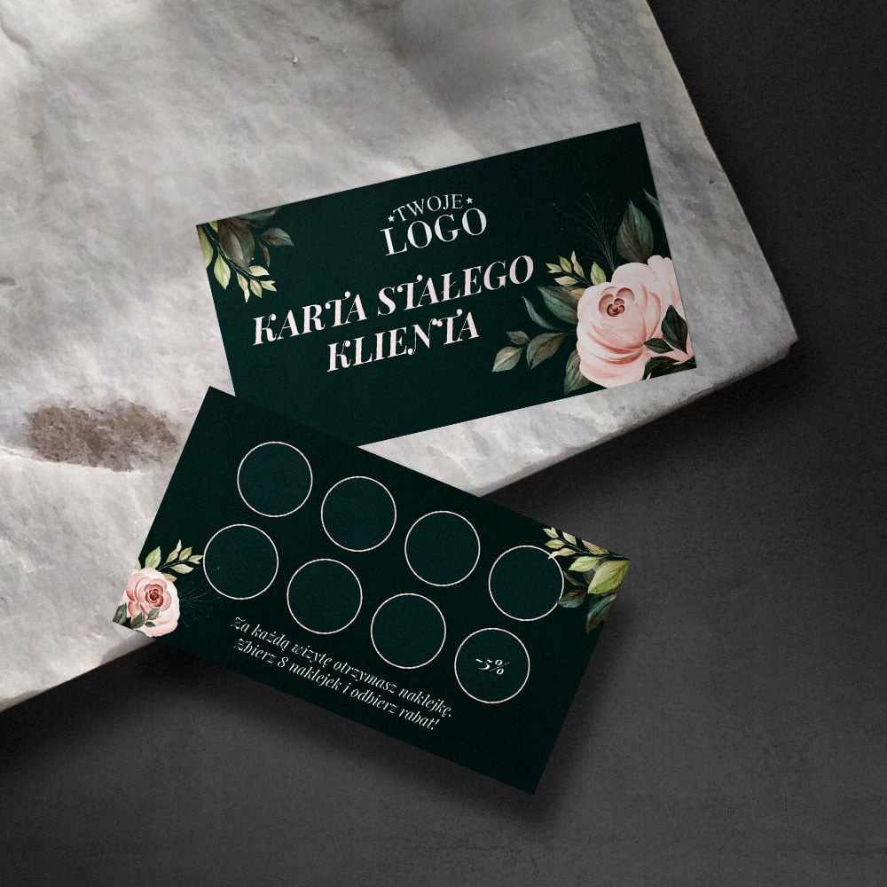 Karty Stałego Klienta - Logo na Butelkowej Zielonej Książka znaku bez książki znaku