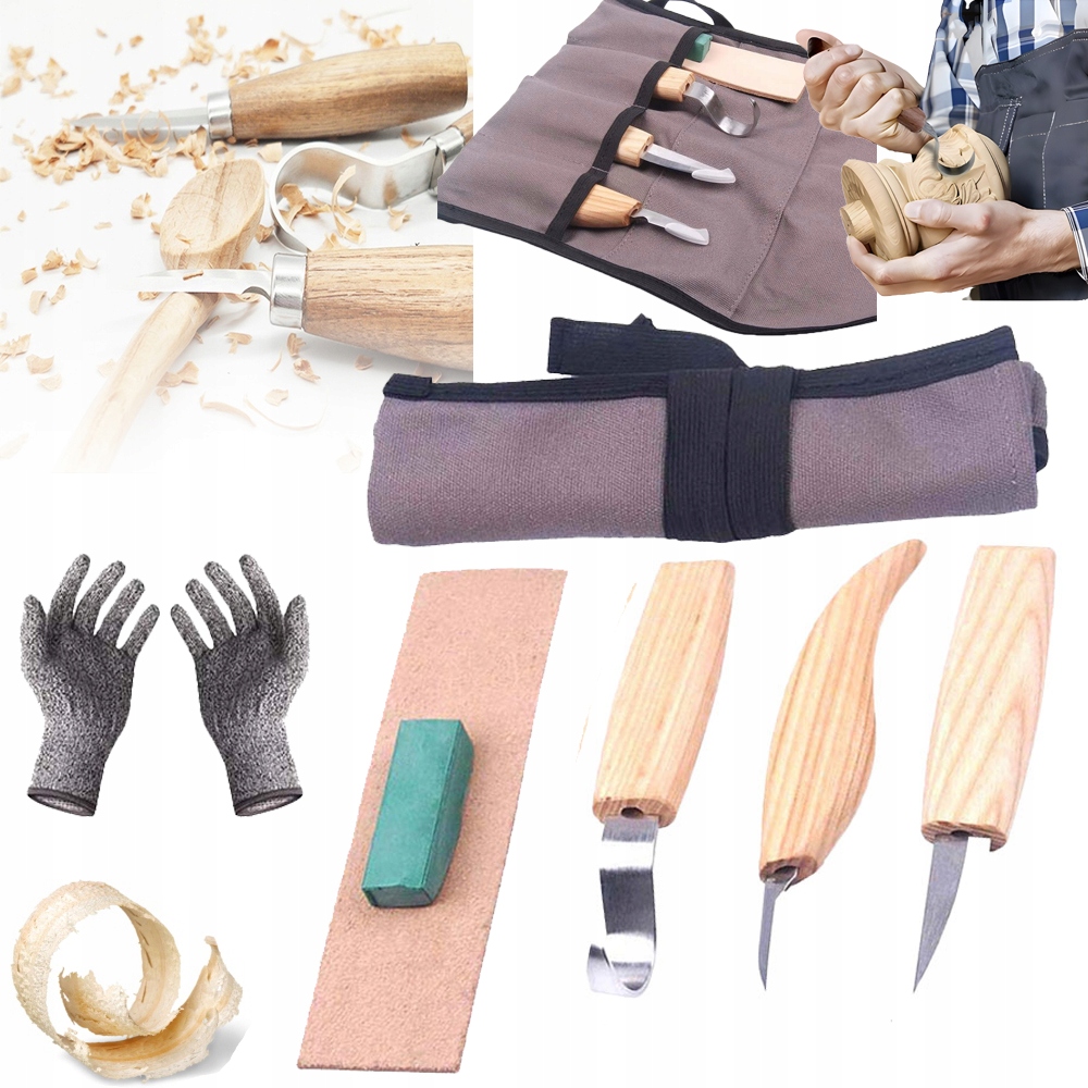 ZESTAW NOŻY DO RZEŹBIENIA W DREWNIE DŁUTA NOŻE SKALPEL DIY 6 SZT.