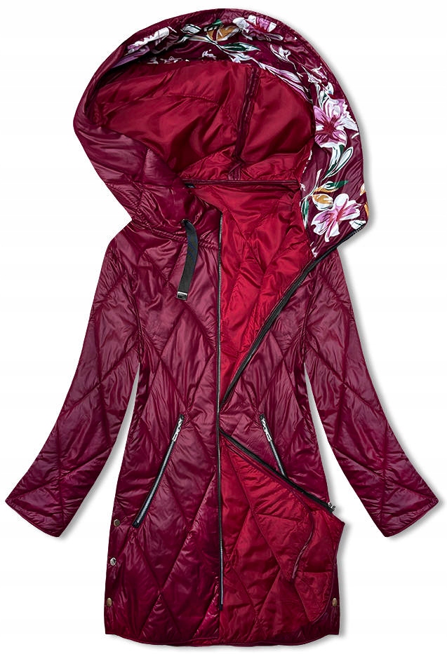 Dámská Bunda S Kapuce B8227 Bordo 54