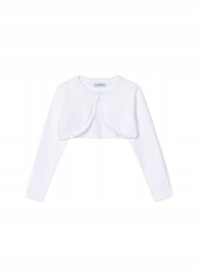 MAYORAL BIAŁY SWETEREK ROZPINANY DLA DZIEWCZYNKI KRÓTKI 5 lat 110 cm