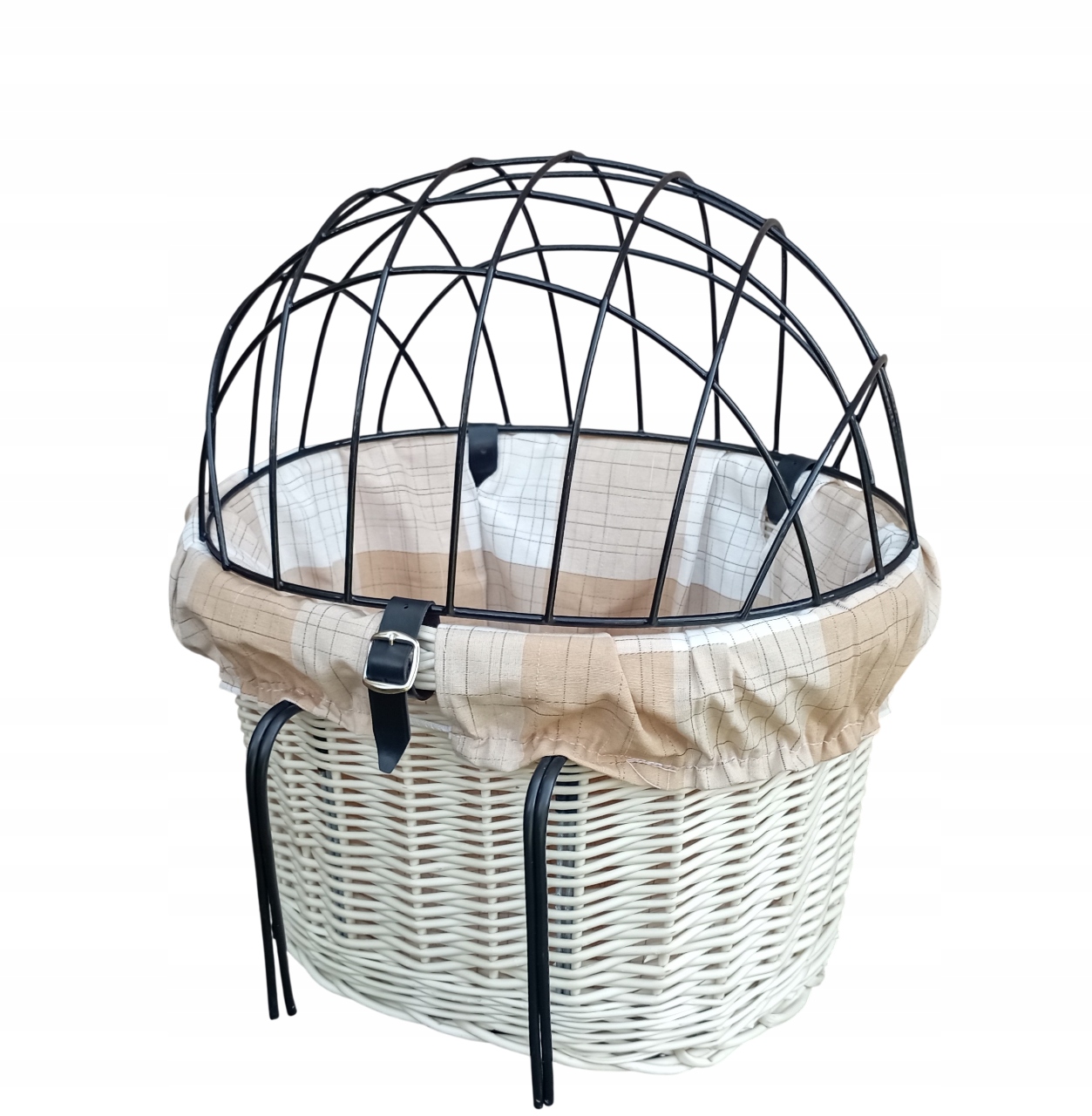 Koszyk wiklinowy na Rower z obszyciem i poduszką Transporter dla Psa do10kg