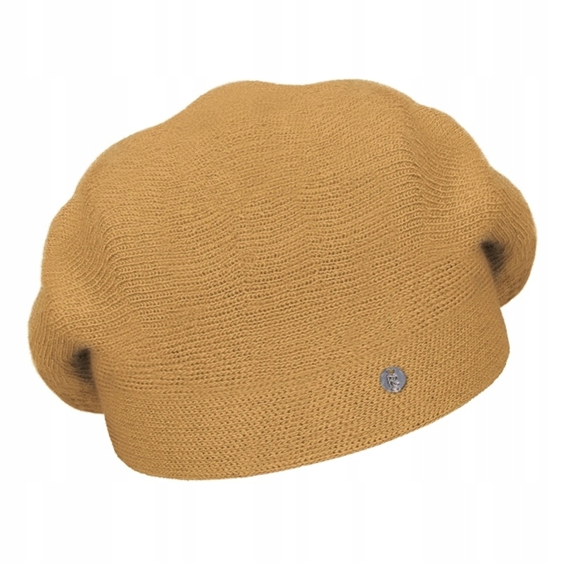 Medová vlněná hořčice hladký baret na stojáčku, zimní čepice, dámské barvy