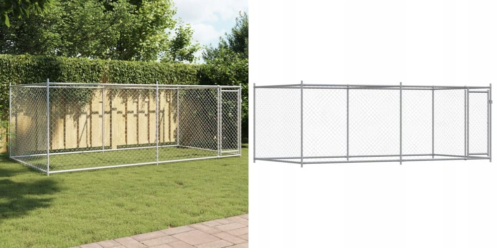 Šedá, Klec pro psa, ocel, s dveřmi, 5 m, 4x2x1