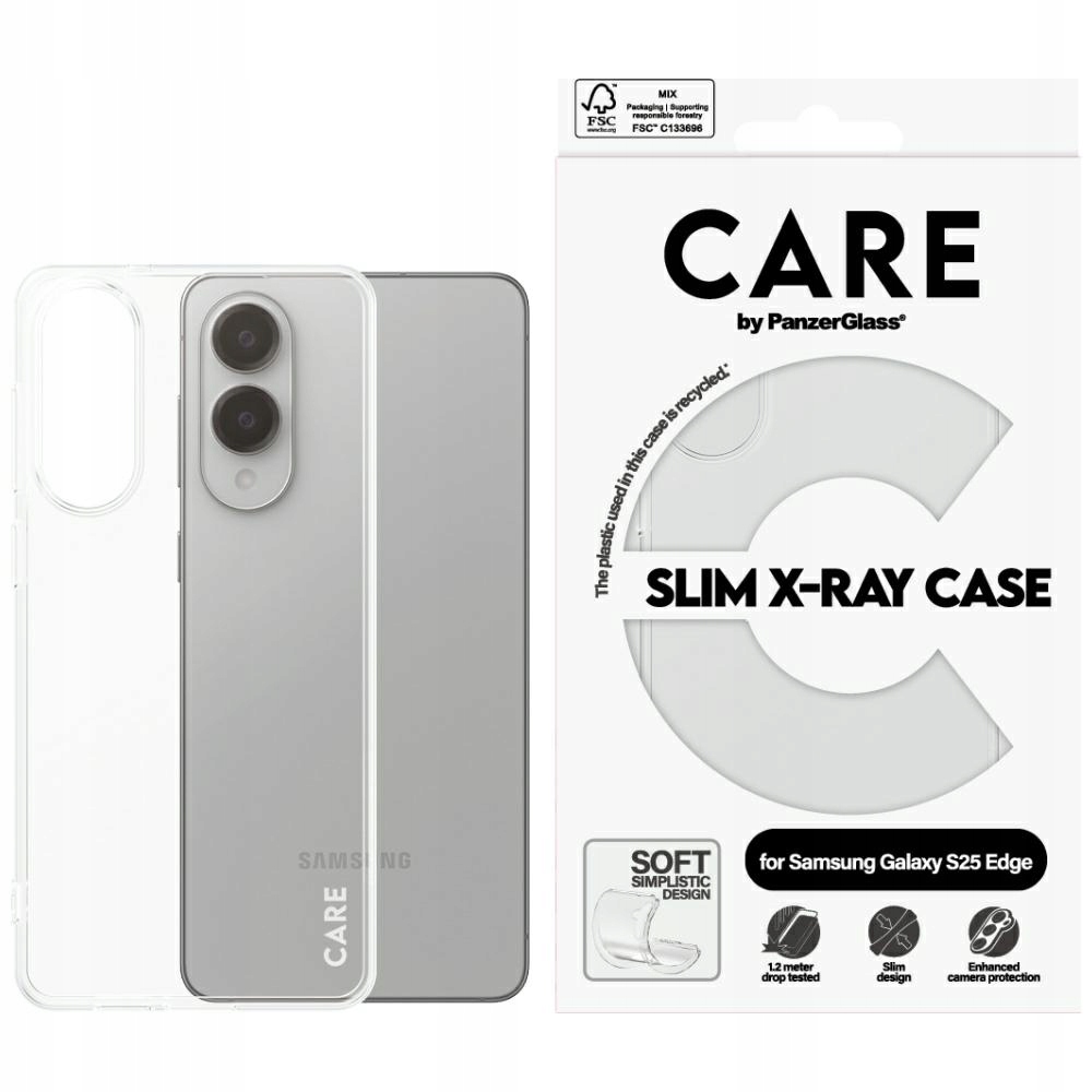 Pouzdro Care by PanzerGlass Fashion X-Ray pro Samsung Galaxy S25 Edge průhledné