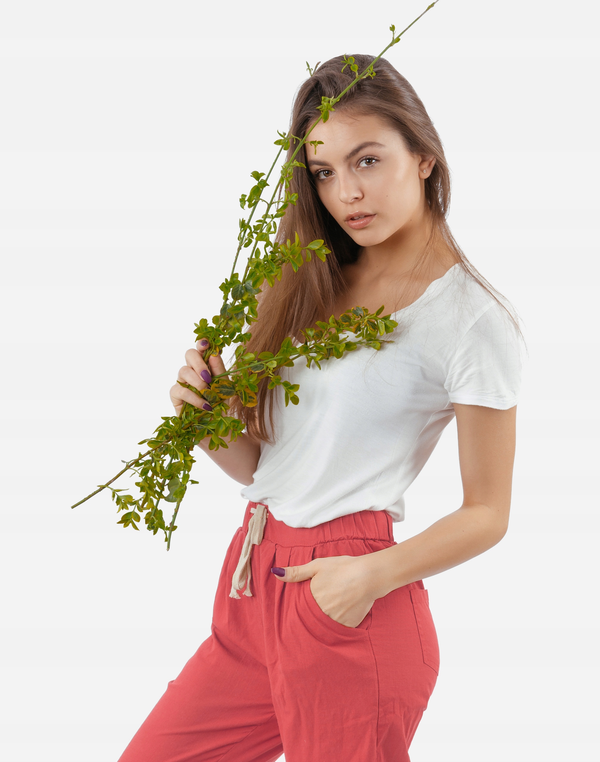 Cienkie Spodnie Damskie Bawełniane 199-14 r L/XL Fason proste