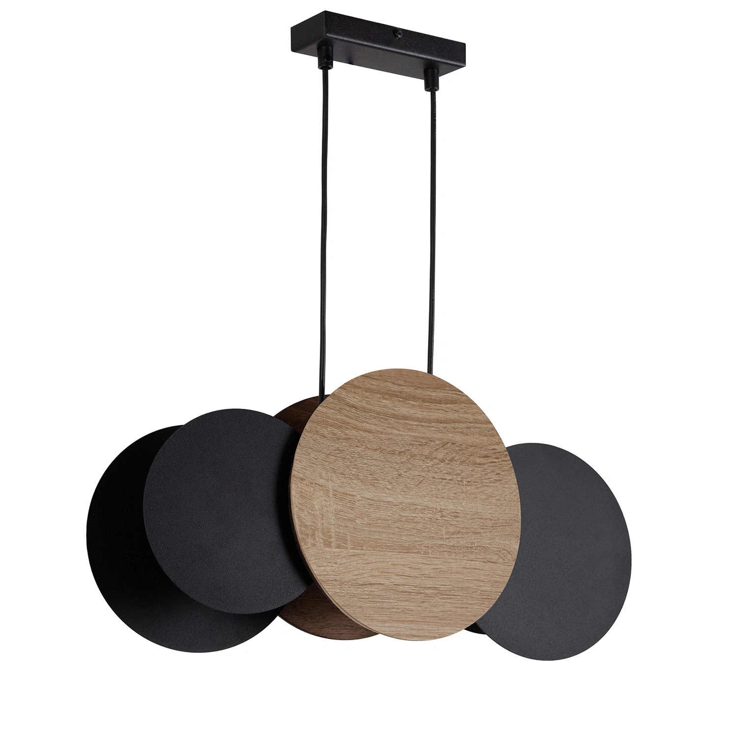 Závesná lampa Sigma Tola 3 čierna dubová drevená preglejka 3xE27 51 cm