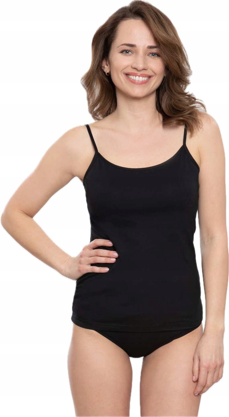 WADIMA 10276 PODKOSZULKA KOSZULKA TOP CIENKIE RAMIĄCZKA BAWEŁNA czarna S/36